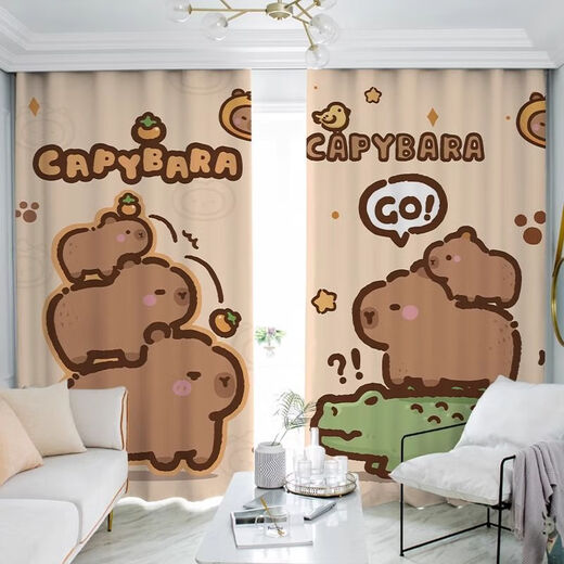 Cortina de la cama de Yingtang Kapibala Capybara Cortinas personalizadas dormitorio Apartado NUEVO estilo Roomer Bay ventana de la sala de niños Aislamiento Aislamiento de aislamiento Cortina Budista (12172) Modelo de gancho 1.2m de ancho 1 pieza/altura Personalización Nota