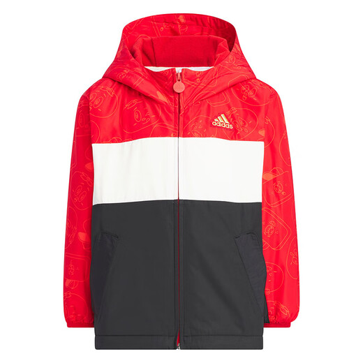 Adidas (adidas) Ropa para niños Chaqueta con capucha para niños con aterciopelio Año nuevo para niños Año Nuevo y caquiadores y chaqueta de bloqueo de color ruyi JF3879 JF3879 110cm