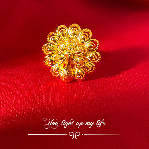 Muqian's various Vietnamese sand gold rings for women, adjustable size, bridal wedding rings, gold-plated jewelry, engagement preparations, three gold props, No. 1 ring, opening adjustable