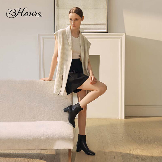 73 Stunden Frauenschuhe faule Stimmung 2024 Neue Winterstiefel High Heel Fashion Stiefel nackte Stiefel kurze Stiefel Frauen schwarz 34