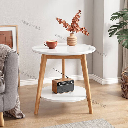 Shantoulin Village small round table coffee table light luxury balcony coffee table creative side table small round table coffee table living room household sofa edge table north double layer 4870cm warm white