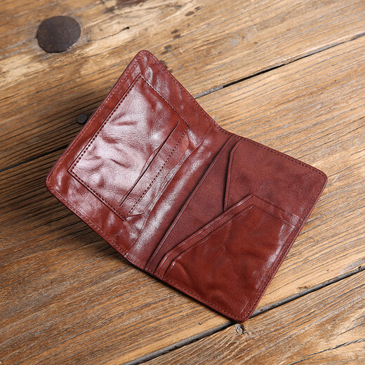
apatia retro handmade genuine leather passport bag head layer cowhide passport clip-sensitive vegetable tanning leather ID bag travel card bag coffee color