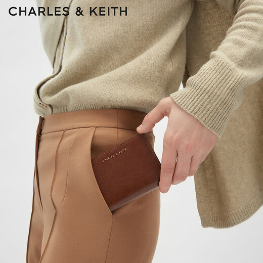 Charles/Keith Textur Solid Color Bag Damenbeutel Multi-Card Short Wallet Damen Geburtstagsgeschenke CK6-10680907 Schokoladenschokolade xxs xxs