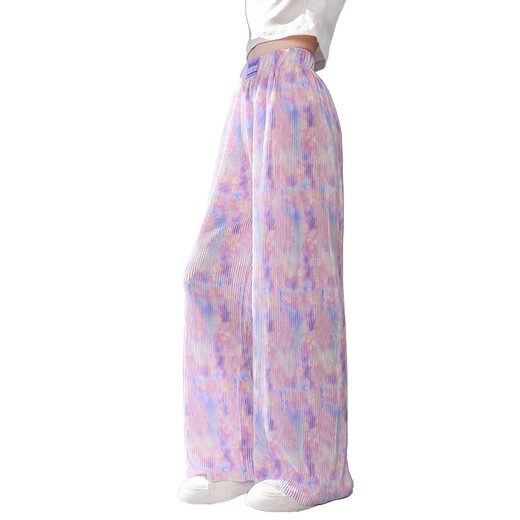 
NICKYBABY girls wide-leg pants summer thin children's ice silk pants large children's summer clothing girls mosquito-proof pants straight trousers loose 15123 blue green + 9889 white [set] 120 cm