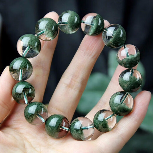Xiyinfu Natural Crystal Green Ghost Cornucopia Bracelet Women's Transfer Thousand Layers of Gypsophila Ghost Bracelet Couple Jewelry Green Ghost Cornucopia 8mm