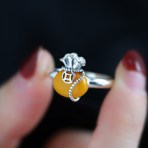 BOIGO925 Silver Beeswax Ring Women's Fashion Simple Women's Purse Open Ring New Chinese Style National Style Ring