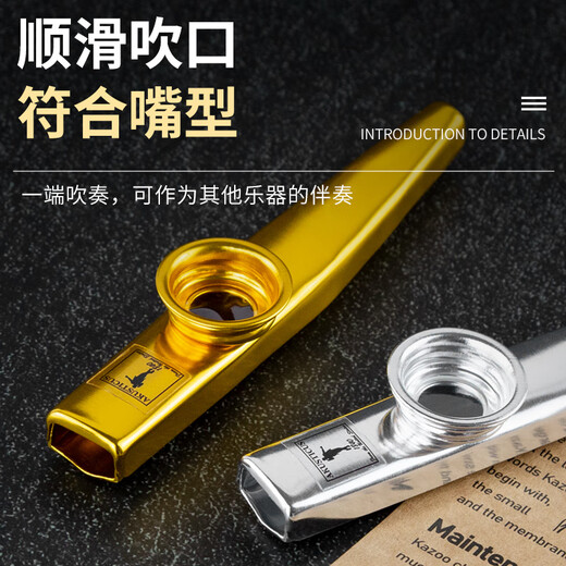Shanbekazudi Kazoo Metal Guitar Ukulele Accompaniment Unpopular Small Musical Instruments Simple Teeth Protective Glacier Silver (Give a gift with lanyard)