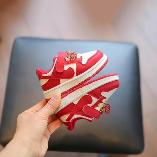 Harrow little yellow duck HAL.DUCK red children's sports shoes for the Year of the Snake baby casual board shoes for spring new infant anti-slip soft sole toddler shoes Chinese red size 18 inner length 13cm