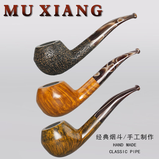 MUXIANG Heather Pipe's Men's Fabilleuse à la main Bulldog Pipe Suffon Souffon Même modèle 673 Traditionnel Old Fashioned Smoking Tool Tool Coumor Gold Coumor 673