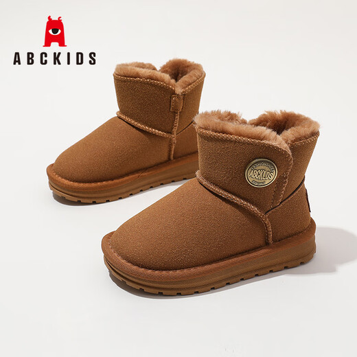 ABC KIDS children's snow boots winter velvet thickened girls' cotton boots boys' cotton shoes 3876PY khaki 29