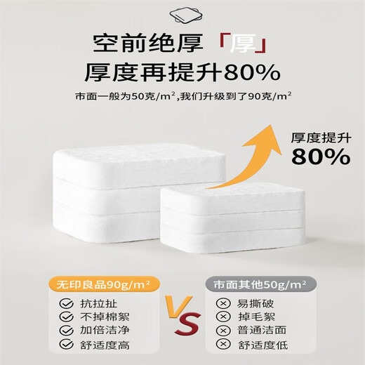 MUJIA disposable face towel portable small bag thickened and individually packaged unprinted face towel for travel and home use 50 pieces in 5 packs for wet and dry use, no lint