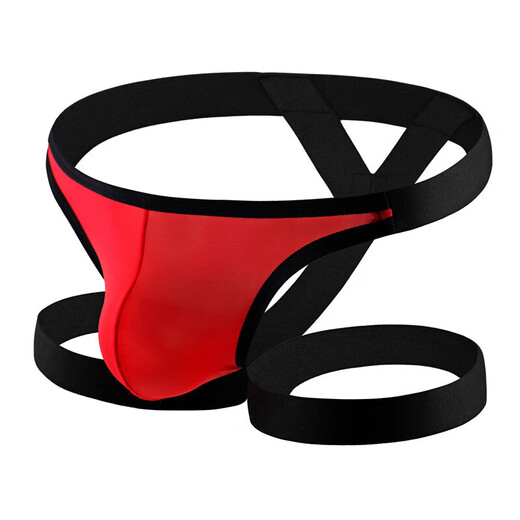 Sexy S low-waist ice silk breathable soft thong men's U convex bag restraint belt sexy pants men's underwear black M