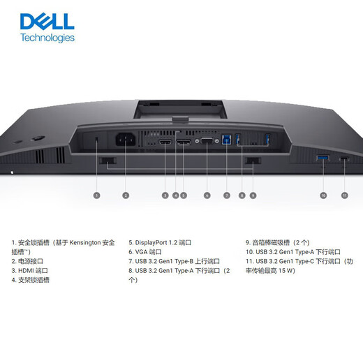 Dell (DELL) P2225H 21.5-inch monitor 1080P IPS screen refresh 100HZ hardware-level anti-blue light rotating lifting micro-frame P2222H upgraded version display P2225H (VGA+HDMI+DP) interface