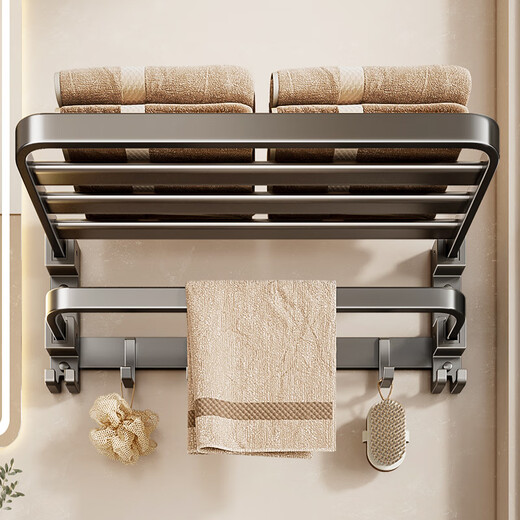 You Gugui gray bathroom storage rack without punching space aluminum bath towel rack bathroom toilet towel rack kitchen and bathroom pendant set, fine decoration seven-piece set [subsidy discount price]
