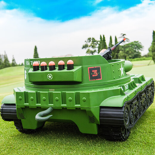 Yijing super large two-seater simulated tank children's electric car four-wheeled toy car can sit adults and children baby car two-seater + self-driving + simulated gun + power steering