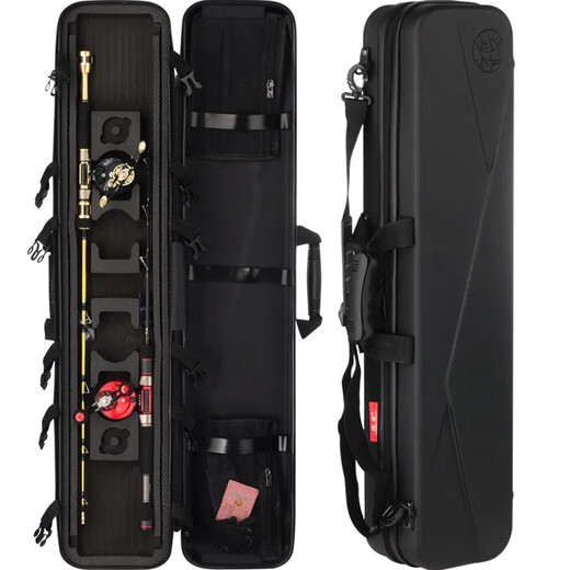 Miaozun free stitching set raft fishing rod package bridge raft storage lure multi-functional raft rod package fish wheel water drop wheel waterproof hard shell water drop groove-120cm black-raft rod below 110cm