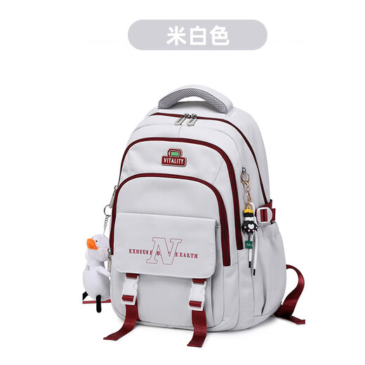 OULUNCHI high-end high-end brand burden-reducing large-capacity new middle school student schoolbag girl junior high school student primary school student backpack brown