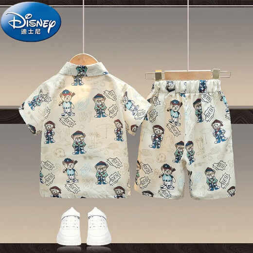 迪士尼（Disney）男童夏装套装2025新款儿童短袖衬衫潮男宝宝童装夏天痞帅男孩衣服 （上衣+裤子）套装 110 码（身高100-110cm）