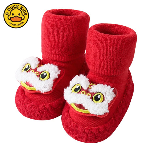 G.Duckkids Little Yellow Duck Baby Red Rowands Rocks Winter Baby Floor Shoes and Calcets Anti-Slip Engrose los tubos altos no caen del recién nacido Lion NAVILLE Tree Bottom 13 cm (recomendado 12-18 meses)