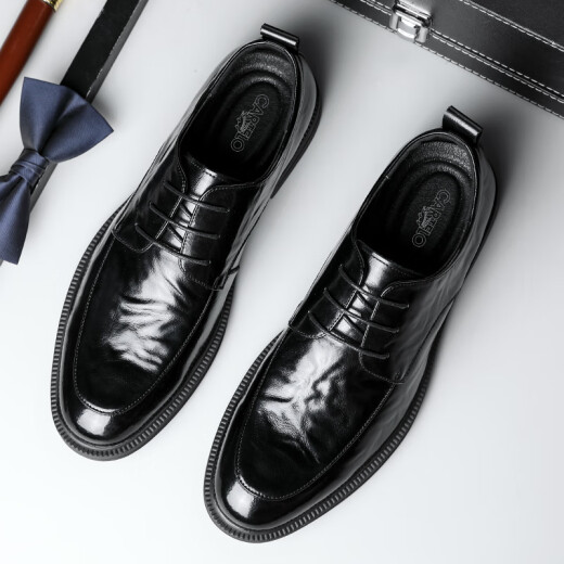 Cartelo British Hand-Hand Head Saper Cow Whide Hombres Menores Empresas zapatos de cuero casual de hombres zapatos de boda 9735 Negro 42