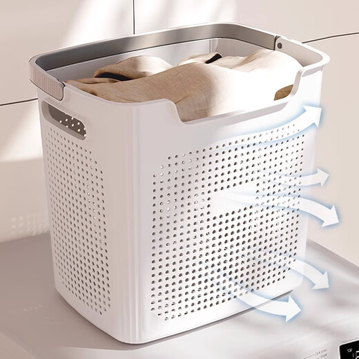 Mud quality dirty clothes basket dirty clothes storage basket household dirty clothes basket laundry basket bathroom bathroom clothes putting artifact laundry basket large size - cream white