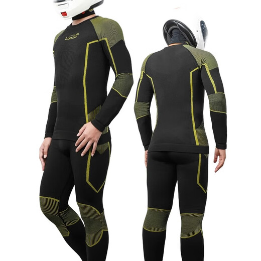 LOBOO Motorcycle Riding Suit Sports Cycling Underwear Set RQN12 Warm Winter Coldproof Heat Storage Motorcycle Racing Suit Black Yellow M