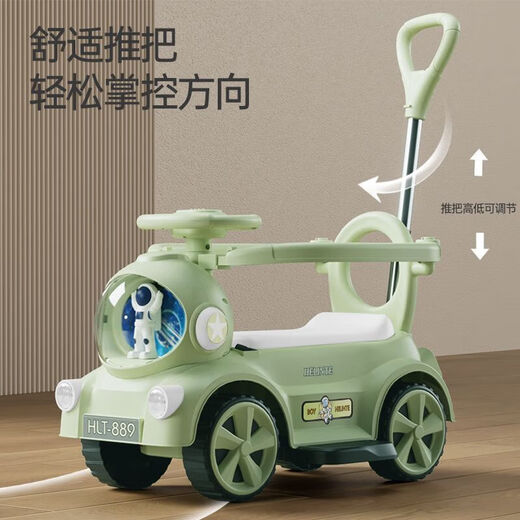 Babypure Shine Children-Elektroauto-Spielzeug Motorrad mit Vierrad Anti-Rolling Baby Balanced Sliding Scooter kann sitzende Erdbeerpulver Elektrische Push-Griff-Lag-Pedal-Musik sein