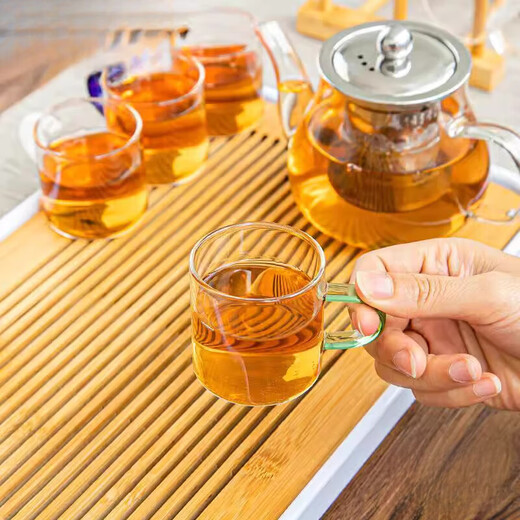 Apocalypse Century Donglai Quality Teaspoon Teaspoon Girls High-Looking Teapot Heat-Resistant Glass Kung Fu Tea Set Bajun Pot + Transparent Cup Cover + Xingyun Tray 10 Pieces