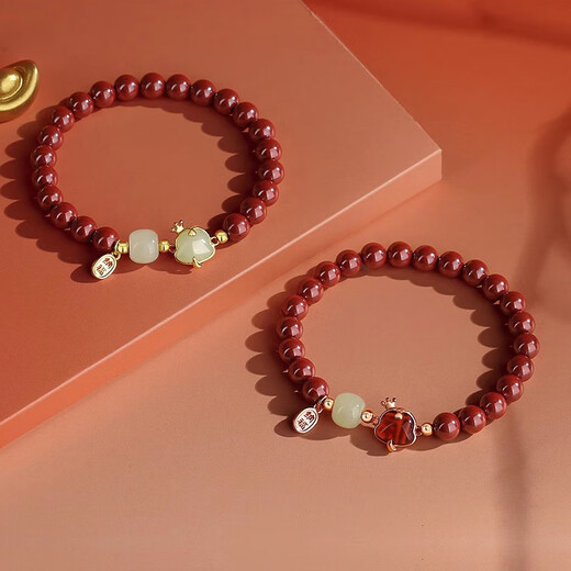 Yidaiers Fuling Snake Cinnabar Armband des Jahres der Nation Hetian Jade Rote Achate Schlangenjahr