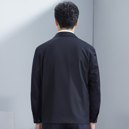 红都100精纺羊毛夹克商务正装上班开会翻领袖口带扣中年男装外套 藏蓝JT8229-1 175/92A