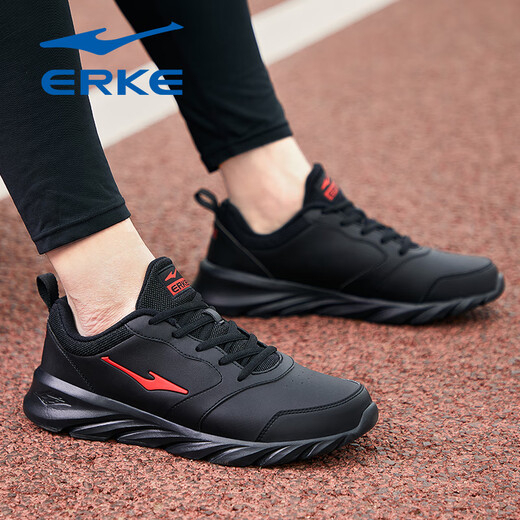 Hongxing Erke Men's Shoes Running Shoes Summer 2025 Nuevos zapatos deportivos de luz negra para hombres de cuero impermeable y transpirable zapatos casuales 3291 negro oro (modelo de malla transpirable) 38 ventas directas de marca
