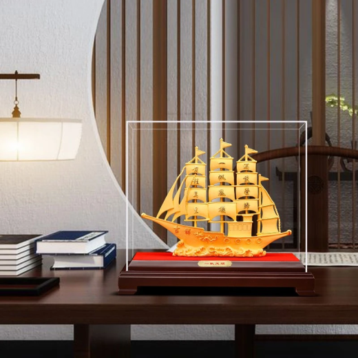 Smooth sailing in Hanking, sailing ship ornaments, velvet gold handicrafts, office desktop, living room, wine cabinet, housewarming and opening gift, XL, length 33, width 18, height 31.5 cm