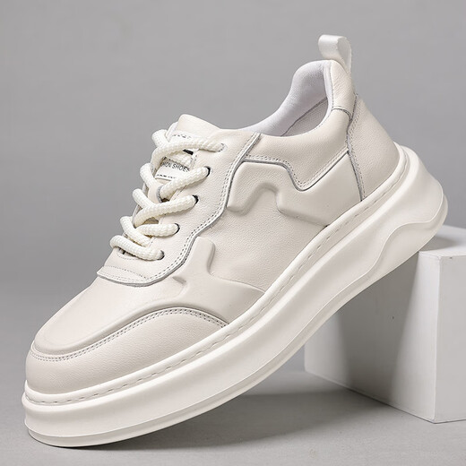 Modeband neue Frühlingsschuhe für das echte Leder von Männern dicker alleiniger Sportarten weiße Schuhe für Herrenschuhe für Herren High-End und Handsome 12033 Brown (Top-Layer Cowide 38