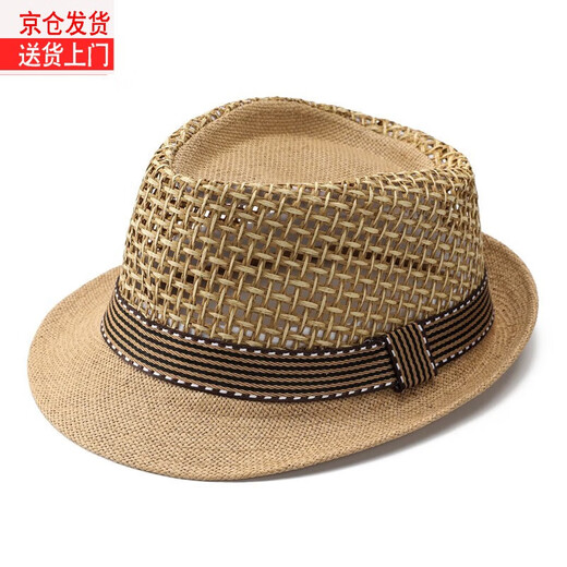 DIRUNSHI Hat Men's Top Hat Summer Dad Sun Hat Middle-aged and Elderly Mesh Breathable Sun Hat Grandpa Outdoor Hat Khaki Adult Style (56-58cm)