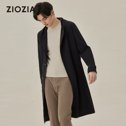 ZIOZIA Korean style men's autumn fashion cotton stretch long Korean style men's windbreaker ZCTC3352 black 100/175/96A