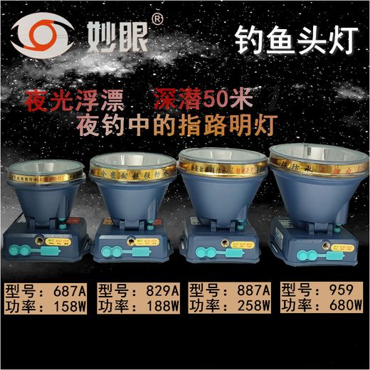 
Special light for night fishing for Miaoyan Fishing Outdoor Camping Light Long Battery Headlight Fishing Diving Headlight Flashlight Full waterproof dual lithium battery headlight 687A (one package) White Light