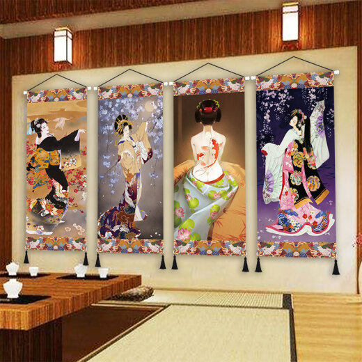 Weekend Island Japanese-style Ukiyo-e lady painting hanging painting Japanese style shop entrance background fabric painting bedroom bedside wall decoration painting.L customized other size patterns consult customer service frameless