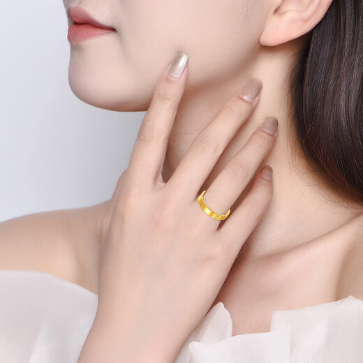 Lossot birthday gift for girlfriend pure gold 999 meter gold ring female 5G hard gold closed solid ring ring