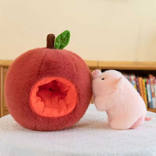 FAN DA SEN Apple Pig Hedgehog Plush Toy Doll Cute Children Super Cute Rag Doll Birthday Gift for Girls Apple Piggy Piggy Can Be Separated from Apple 27cm+ Gift Bag First Choice for Gifting