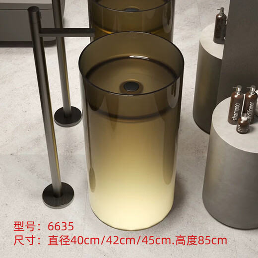 Colorful Transparent Resin Integrated Wash Basin Sinon Hotel Club Art Basin Crystal Colmn Basin Floor Washing Tableau 6623 (plusieurs couleurs à choisir)