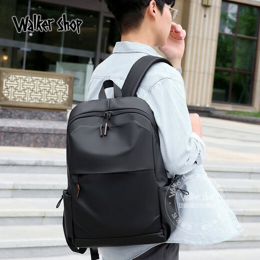 Walker Shop【轻奢品牌】电脑包男双肩包男轻奢皮膜商务旅行背包男书包 经典黑【礼盒装/顺丰速发】 15.6英寸