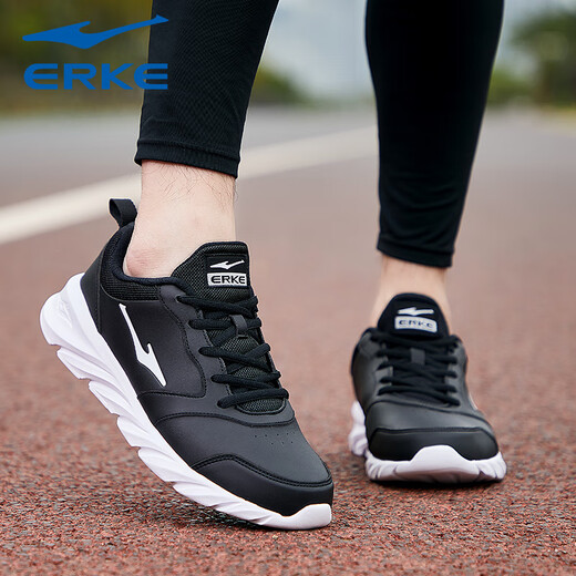 Hongxing Erke Men's Shoes Running Shoes Summer 2025 Nuevos zapatos deportivos de luz negra para hombres de cuero impermeable y transpirable zapatos casuales 3291 negro oro (modelo de malla transpirable) 38 ventas directas de marca