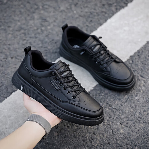 Warrior sneakers men's shoes simple versatile low-cut casual shoes outdoor breathable sports white shoes 901730 black 42