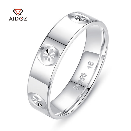 Aido diamond pt950 platinum four-leaf clover ring for men and women couples, semi-solid platinum ring, closed 12# 5.0-5.2 grams