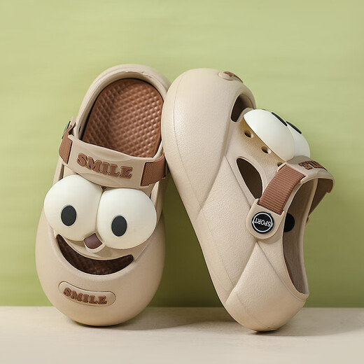 G.Duck Little Yellow Duck Summer New Hole Shoes para niños que usan resbalones de suela gruesa en el exterior, cabezal de bolsas de playa para hombres que no son deslizantes de doble propósito blanco y verde 34 [Longitud interna 214]