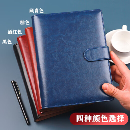 XUCHEN Simple Business A5 Loose-leaf notebook notebook black 100 sheets 6 holes replaceable inner core high-end leather surface notebook working notepad diary detachable gift souvenir