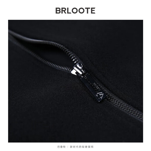 巴鲁特（Brloote）100%纯羊毛夹克男秋冬季时尚撞色棒球立领茄克百搭短款毛呢外套 黑色 190/108A