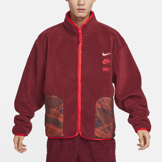 Nike (Nike) Jacke Herren 2024 Dragon Neujahr gestickt mit drei Hook-Nachahmungen Lambskin Sport und Casual Jacket FZ6194 FZ6194-677 L