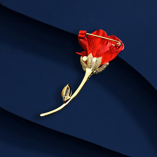 Marco Bizzarri brand light luxury red rose brooch flower corsage brooch high-end women's anti-exposure women's dress pin Mother's Day gift for mom