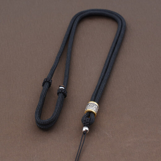 Minamiuri pendant lanyard thickened hand-knitted necklace pendant rope men's jade brand safety buckle jadeite pendant Pixiu pendant with rope adjustable black